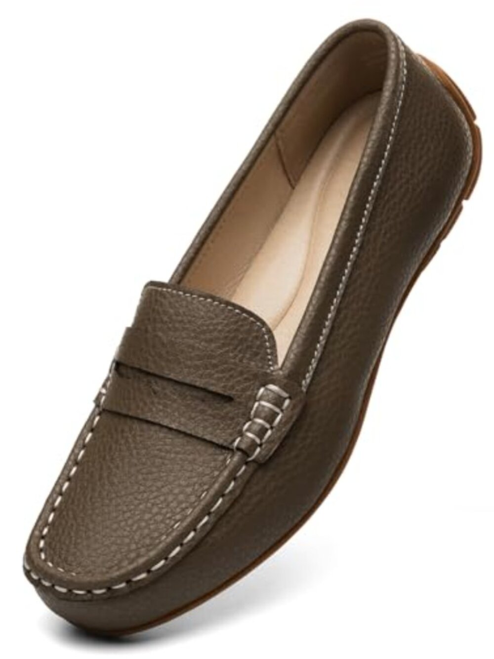 Women's Leather Penny Loafers Slip-On Memory Foam Comfort Work Shoes